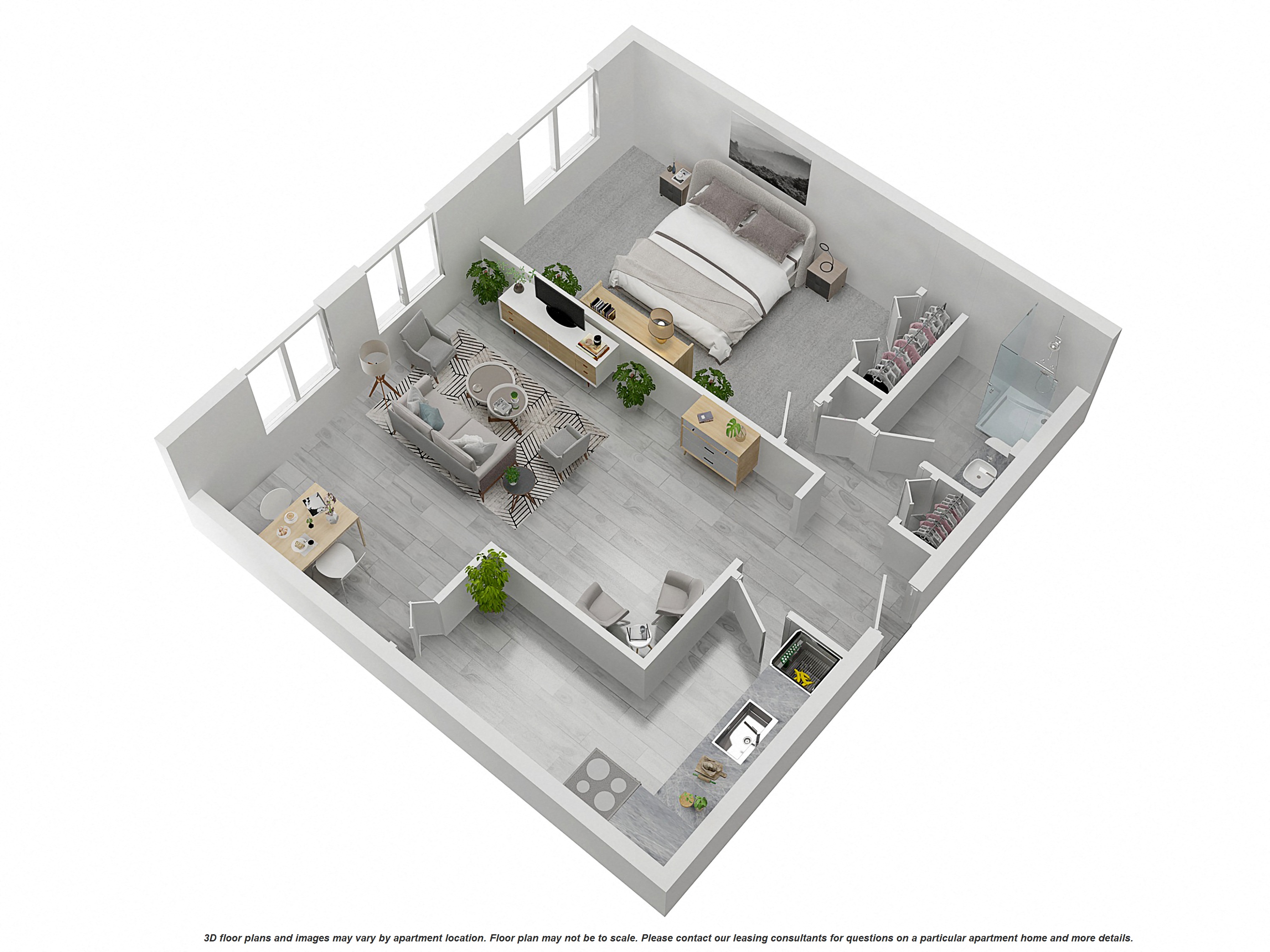 Floor plan for 1 bed, 1 bath, 720 sqft